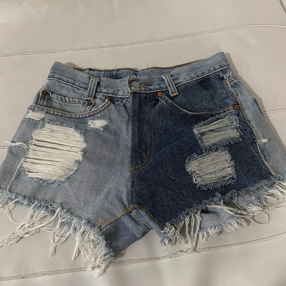 Vintage reworked reconstructed redone cutoff Levi’s jeans shorts XS